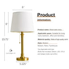 Oneach 19.5" Gold Table Lamp Set of 2, Small Bedside Table Lamps with USB A+C Charging Ports, Pull Chain Switch, Brass Modern Nightstand Lamps for Living Room, Bedroom, Nursery - color: Gold USB-2Pack