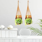 Small Hanging Woven Baskets Handcrafted Bamboo Flower Planters Lightweight Indoor Hanging Basket for Home Office Garden Decor