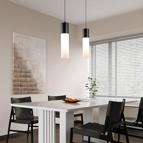 Pendant Lights Kitchen Island 3 Pack 12W Led Pendant Light with Milky White Lampshade, 1-Light Dining Light Fixture Ceiling Light Hanging in Black Finish, E12 LED Bulbs Included, 3000K-6000K - color: Black, size: 1-Light 3-Pack