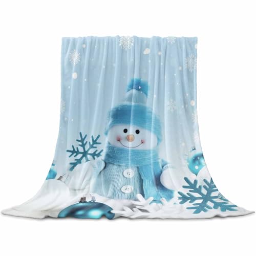 Vandarllin Christmas Snowman Throw Blankets, Winter Holidays Soft Fleece Blanket Decorative for Home Sofa Couch Chair Living Bedroom,40x50 inches, Grey Blue - color: Christmas Snowman, size: 40x50 Inch