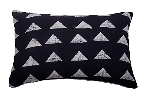 Trade Star Handloomed Throw Pillow Cover 100% Cotton Mudcloth Pillow Cover Tribal Print Boho Accent Bedroom Decoration Cushion Cover Handmade Indian Pillow Case Long Lumbar Cushion Case - color: Black (Maple), size: 22" x 14" (Pack of 1)