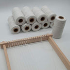 2 Roll 1mm White Pure Cotton Warp Thread Yarn for Weaving Carpet Tapestry Rug Knitting