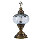 Cracked Clear Moroccan Mosaic Table Lamp – Handmade Turkish Glass, Light Bulb Included, Boho Chic Bedside & Living Room Accent - color: Crack Clear-69