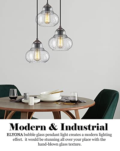 ELYONA 8 Inch Pendant Light Fixtures Seeded Bubble Glass Hanging Light Industrial Pendant Lighting for Kitchen Island Farmhouse Bar Bathroom Dining Room Oil Rubbed Bronze Finish - color: Bronze