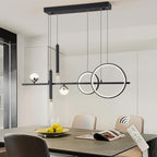 ORANOOR Modern LED Pendant Lights, Dimmable 39in Linear Wave LED Chandelier Lighting, Black & Gold Dining Room Hanging Light Fixtures Kitchen Island Globe Pendant Light for Dining Table (2705lm)