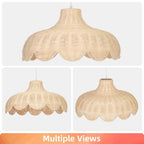 Arturesthome Rattan Pendant Lighting for Dining Room,20.4" Rattan Chandelier Woven Boho Chandelier Wicker Pendant Lamp for Kitchen Restaurant - size: 20.43"*11"