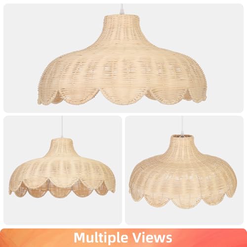 Arturesthome Rattan Pendant Lighting for Dining Room,20.4" Rattan Chandelier Woven Boho Chandelier Wicker Pendant Lamp for Kitchen Restaurant - size: 20.43"*11"