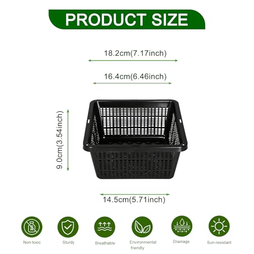 12 Pcs 7 Inch Aquatic Plant Baskets for Hydroponics Water Garden Plant Pots Black Plastic Mesh Basket Square Plastic Mesh Pond Containers for Live Aquarium Plants - style: 7" Square-12 PCS