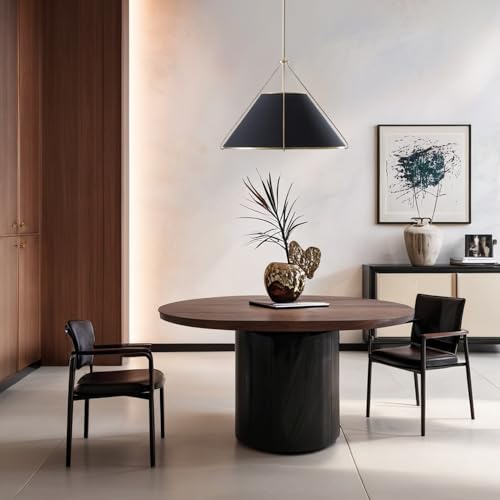 Natural Conical Black Linen Pendant Light for Kitchen Island, 24 Inch Modern Industrial Brass Metal Cage Ceiling Light with Adjustable Design, Elegant Light Fixture for Living Room, Dining Room