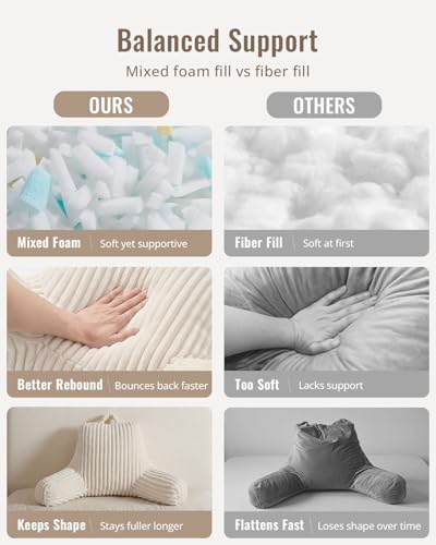 Blissful Diary Reading Pillow for Sitting in Bed, Large Flannel Back Pillow Bed Sitting Up for Adult & Children, Backrest Cushion for Sit Up in Couch or Floor, Dorm Essentials, Cream White - color: Fuzzy Cream White, size: Large(20inch)