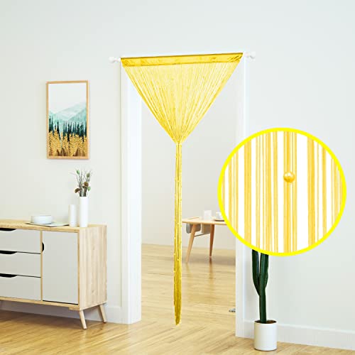 YaoYue Beaded Curtain Door String Curtains for Doorway Tassels Beads Hanging Fringe Hippie Room Divider Window Hallway Entrance Wall Closet Bedroom Privacy Decor (39×79in/100×200cm, Yellow) - color: Yellow, size: 39"W x 79"L (Pack of 1)