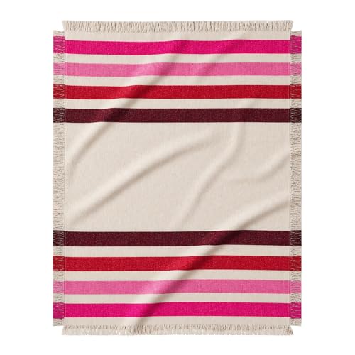 Rosewood Trail Striped Afghan Throw Blanket | Thick & Cozy | Cotton USA Made (73x48) - color: Rosewood Trail