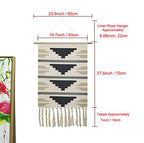 Macrame Woven Wall Tapestry Hanging Art, 20"x34" Extra Large Boho Chic Bohemian Morocco Black White Pyramid Geometric Tapestries Decor for Apartment Dorm Kids Living Bedroom Door Entrance Decoration