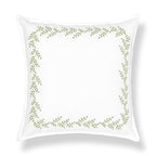 Hofdeco Premium Grandmillennial Patio Indoor Outdoor Throw Pillow Cover Only, 20"x20" Water Repellent for Backyard, Couch, Poolside, Grass Green Embroidered Leaves Frame - color: Grass Green Leaves Frame 20"x20"