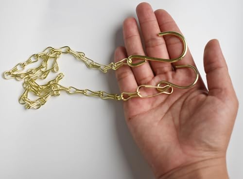 Chain for Hanging Plants,25 Inch Gold Hanging Chain,Hanging Basket Chain Kits with Hooks for Bird FeederHanging Plant Extender Porch Wind Chime (Gold, 25 Inch-4PCS) - color: Gold, size: 25 Inch-4PCS