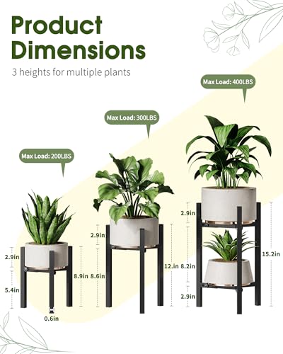 3 Pack Plant Stand Indoor Adjustable, Metal Modern Indoor Plant Stand, Heavy Duty Single Plant Stands Outdoor Corner, Stable Plant Holder Indoor Stand, Fits 8 to 12 Inches Pots, Black - color: Black, size: 3 Pack