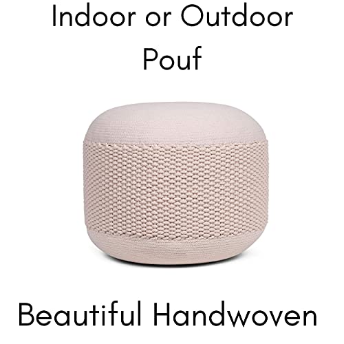 BIRDROCK HOME Outdoor Pouf Ottoman | Hand Woven Waterproof Foot Stool with Bead Bag Filling | Boho Foot Rest for Patio, Living Room, Porch & Outdoor Seating | Lightweight, Soft Stuffed Chair | Natural - color: Natural