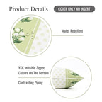 Hofdeco Premium Grandmillennial Coastal Hampton Patio Indoor Outdoor Lumbar Pillow Cover Only, 12"x20" Water Repellent for Backyard, Couch, Poolside, Green Print Block Print Striped Lily of the Valley - color: Grass Green Block Print Striped Lily of the V