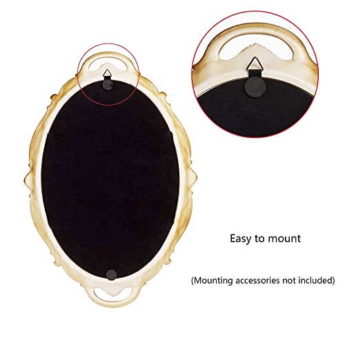 Tstarer Vintage Decorative Gold Framed Mirror, Small Oval Wall Hanging Mirror -Small- 9.6" W x 14.3" L (Gold) - color: Gold