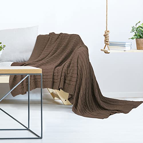 uxcell Cotton Cable Knit Throw Blanket Soft Throw Couch Covers Decors Knitted Blankets for Sofa Bed, Russet Throw(47" x 70") - color: Russet, size: Throw (47" *78")