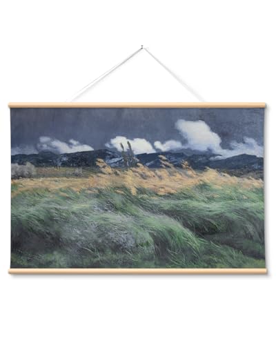 VIYYIEA Extra Large Canvas Wall Art, 36x54 Inch Impressionist Landscape Painting, Moody Windy Field Nature Wall Decor for Living Room or Bedroom, Above Sofa - color: Wind in the Grass