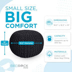 BIRDROCK HOME Round Pouf Ottoman Foot Rest - 18.5”x18.5”x15” Boho Compact Comfortable Soft Cotton Braided Foot Stool with Bean Bag Filling for Living Room, Bedroom, or Nursery (Charcoal Gray) - color: Charcoal Gray