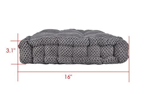 ChezMax Floor Pillow & Cushion, Large Meditation Chair Cushions, Thick Square Seat Pad, Soft Velvet Tufted Seating Pouf for Indoor/Outdoor Yoga Bench Rocking Chair Room Tatami Sofa, Grey 16"x16" - color: Grey S