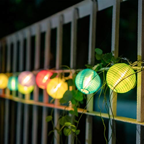 Vigdur Multicolor Lantern String Lights, Nylon Hanging Lantern String Lights Plug in Connectable, Waterproof Indoor Outdoor Lights for Patio Wedding Party Bedroom, 9.84FT - color: Multicolor