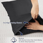 PHF 100% Cotton Waffle Pillow Shams Standard Size, 2 Pack 20" x 26" Soft Skin-Friendly Pillowcases, No Filling, Aesthetic Woven and Breathable Waffle Weave Pillow Case Covers for Bed, Black - color: Black, size: 26" x 20" (Pack of 2)