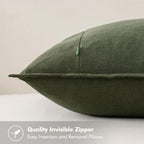 MIULEE Neutral Green/Brown Linen Pillow Covers Pack of 4 Decorative Natural Solid Throw Pillow Covers Soft Accent Boho Farmhouse Couch Pillowcases Spring Decors for Living Room Bed Sofa 24x24 Inch