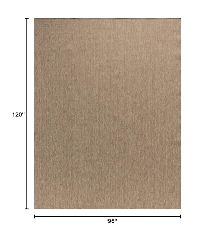 Angela Easy Jute Indoor Outdoor Rug, 8x10 Neutral Solid Jute Look, Polyester, Durable, Easy Care Outdoor Farmhouse Carpet for Patio, Porch, Living Room (8' x 10', Natural) - color: 2001 - Natural, size: 8' x 10' (Rectangular)