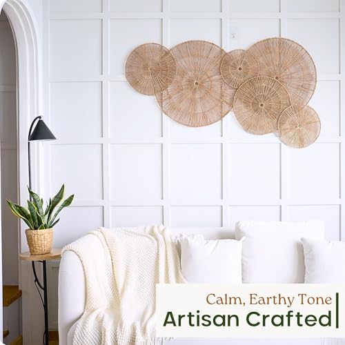 CHI AN HOME Wicker 23 Inch Jute Wall Decor Baskets, Set of 6 Extra Large Woven Jute Wall Plates, 23",21",15",13",12,10", Decorative Baskets for Wall Arts, Wall Hanging for Bedroom, Living Room, Office - size: Set of 6 - Extra Large