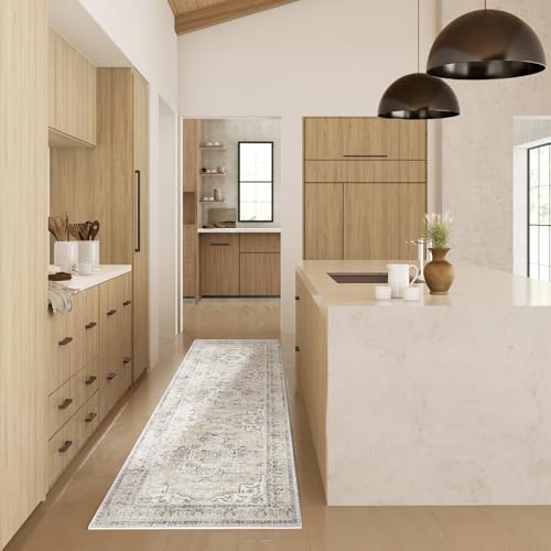 Washable Kitchen Rugs Non Slip: 2x6 Hallway Runner Rug Non Slip Boho Floor Rug with Rubber Backing Soft Faux Wool Low Pile Non Shedding Carpet Runners for Entryway Bedroom Living Room Entrance Indoor - color: Beige White and Black, size: 2' x 6' (Rectangu