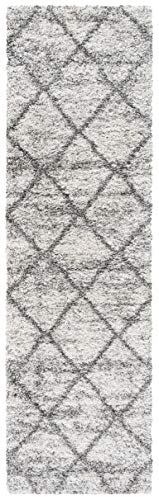 SAFAVIEH Hudson Shag Collection Runner Rug - 2'3" x 6', Grey & Beige, Modern Trellis Design, Non-Shedding & Easy Care, 2-inch Thick Ideal for High Traffic Areas in Living Room, Bedroom (SGH281J) - color: Grey/Beige, size: 2'3" x 6' (Runner)