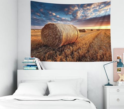 EMMTEEY Fall Tapestry Farmhouse Field Straw Nature Tapestry 50X60 Vertical Wall Art for Bedroom Living Room Fall Backdrop - color: Fall-1, size: 50"L x 60"W