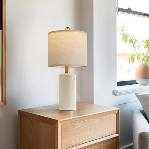 G-SAFAVA 20.25" Small Single Table Lamp for Bedroom Modern Ceramic Nightstand Lamp Farmhouse Bedside Lamp Boho Living Room Lamp White End Side Table Lamp - color: Lime White - Single