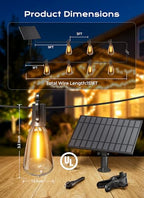 Brightown 151FT Solar String Lights Outdoor Waterproof, Patio Lights with Remote and 48+2 LED Shatterproof Bulbs, Dimmable & Timable, 3 Light Modes, Solar Lights Outdoor for Yard Camping Party Outside - size: 151FT(48 Sockets)