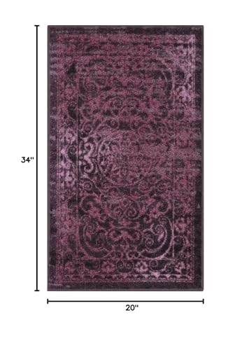 Maples Rugs Pelham Vintage Medallion Area Rugs - Made in USA - Washable, Non-Slip, Low Profile Indoor Rug for Entryway, Foyer, Kitchen, and Bathroom, 1'8 x 2'10, Wineberry - color: Wineberry, size: 1'8" x 2'10" (Rectangular)