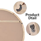 Round Wood Mirror,36 inch Circle Wooden Natural Large Farmhouse Vanity Boho Decor Wall Mirror for Bathroom Bedroom Living Room Hallway - size: 36"L x 36"W