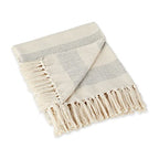 DII Rustic Farmhouse Cotton Cabana Striped Blanket Throw with Fringe, 50 x 60 - Cabana Striped Gray & Off-White - color: Gray & Off-white