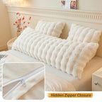 LIFEREVO Fluffy Faux Rabbit Fur Body Pillow Cover, Luxury Ivory Bubble Shaggy Plush Bed Body Pillowcase with Zipper Closure, Long 20"x54" Fuzzy Furry Pillow Case for Adults Kids Girls Teens, Beige - color: Beige