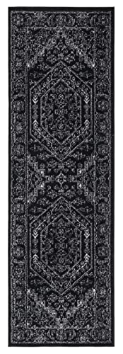 SAFAVIEH Adirondack Collection Runner Rug - 2'6" x 6', Black & Ivory, Oriental Medallion Design, Non-Shedding & Easy to Clean, Ideal for Ideal for Hallway, Foyer, Kitchen, Entryway, Bedroom (ADR108Z) - color: Black/Ivory, size: 2'6" x 6' (Runner)