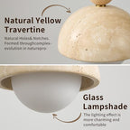 7.1inch Wabi Sabi Pendant Light, Yellow Travertine Pendant Light Fixture, Natural Stone & Wood Hanging Lamp for Kitchen Island, Hallway, Bedroom Bedside, Living Room, Dining Room (1pcs) - color: 7.1inch stone-1pcs