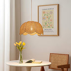 Arturesthome Indoor Hanging Ceiling Light Fixture, Hand Woven Pendant Lamp Chandelier for Kitchen Dining Room Living Room Bedroom Hallway D19.6″*H 11″ - size: 19.6" * 11"