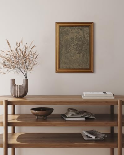 HUARCEY Gold Framed Canvas Wall Art, Antique Sketch Landscape Pictures Vintage Decor, Bedroom Kitchen Shelf Decor, Dark Moody Retro Country Farmhouse Canvas Paintings, 12x16inch - color: Landscape Sketch, size: 16"L x 12"W