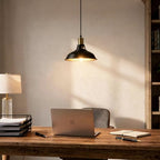 1-Pack Pendant Light Fixtures, Industrial Hanging Light with Metal Shade, Farmhouse Pendant Lighting for Kitchen Island, Hallway, Dining Room, Black & Gold - color: Metal Shade 1-Light (Black and Gold)