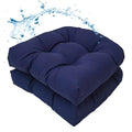 MTMR Water-Repellent Outdoor Chair Cushions Set of 2, 19”X19” Patio Chair Cushions with High Elasticity PP Cotton, No Fading Tufted Seat Cushions for Outdoor Furniture, Thick and Large Patio Cushions - color: Navy