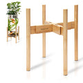 RAINBLELAND Indoor Plant Stand, Adjustable Wooden Tall Plant Stand, Indoor Planter Holder, Mid Century Modern Planter Outdoor Bamboo Holder, Fits 8 9 10 11 12 in Wide Basket, Expandable Pedestal Only - color: Bamboo