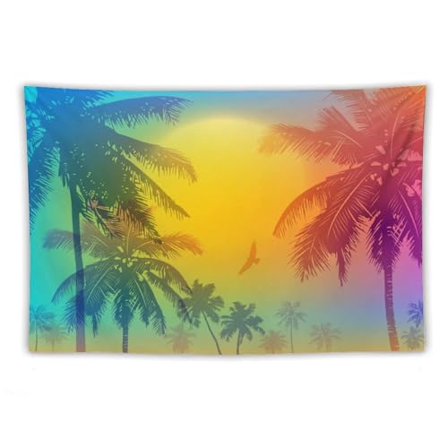 Kurtect Tropical Beach Tapestry,Colorful Coconuts Tree Palm Tree Summer Ocean Print Tapestries for Party Beach Picnic Blankets Tablecloths Living Room Wall Deocr, 40x60 in - color: style-10, size: 60"L x 40"W