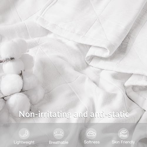 Exclusivo Mezcla 100% Cotton Muslin Blanket for Bed, Twin Size 4-Layer Moisture-Wicking and Breathable Ultra Soft Gauze Blanket for Spring Summer, 60"x80", Pure White - color: Pure White, size: Twin (60"x80")